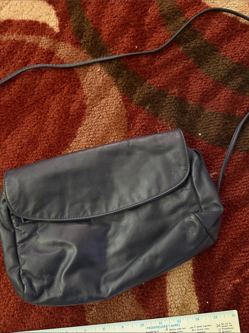 Navy Leather Fold-Over Crossbody Bag